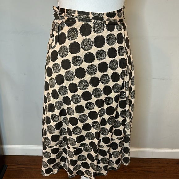 TOCCA Lightweight Brown & Tan Polka Dot Midi Wrap Skirt - Picture 5 of 5